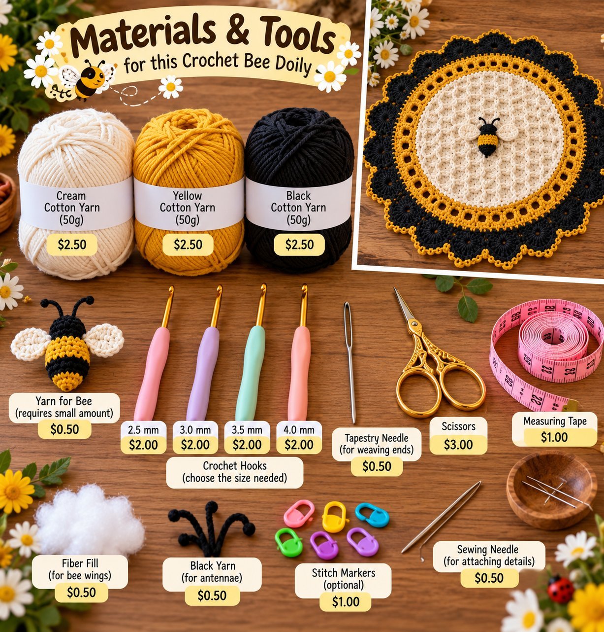Honeycomb Bee Placemat Crochet Pattern