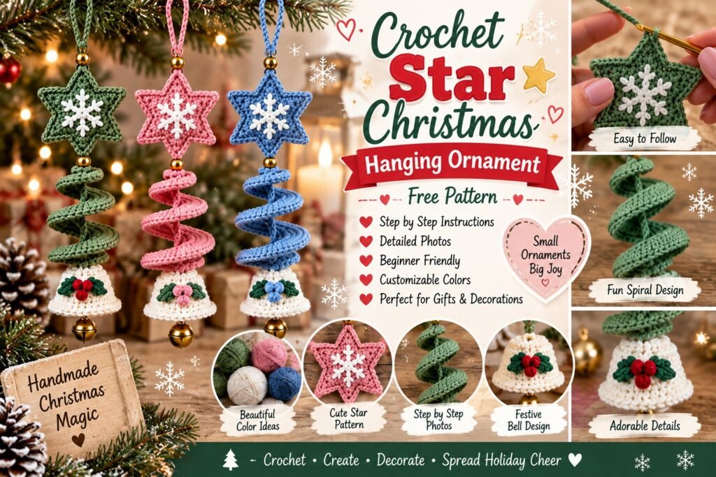 Crochet Star Christmas Hanging Ornament – Free Pattern