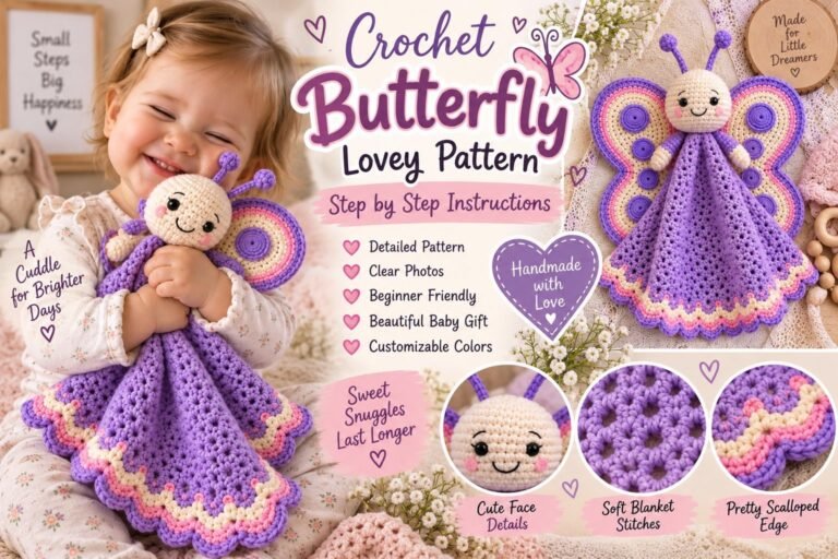 Crochet Butterfly Lovey Pattern – Step-by-Step Instructions