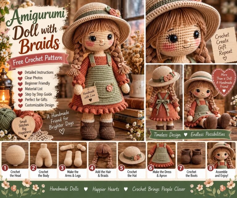 Amigurumi Doll with Braids – Free Crochet Pattern