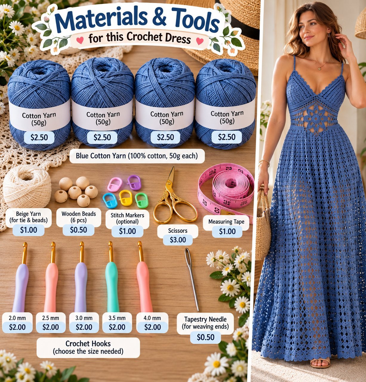 Elegant Blue Crochet Maxi Dress with Floral Lace Inspiration