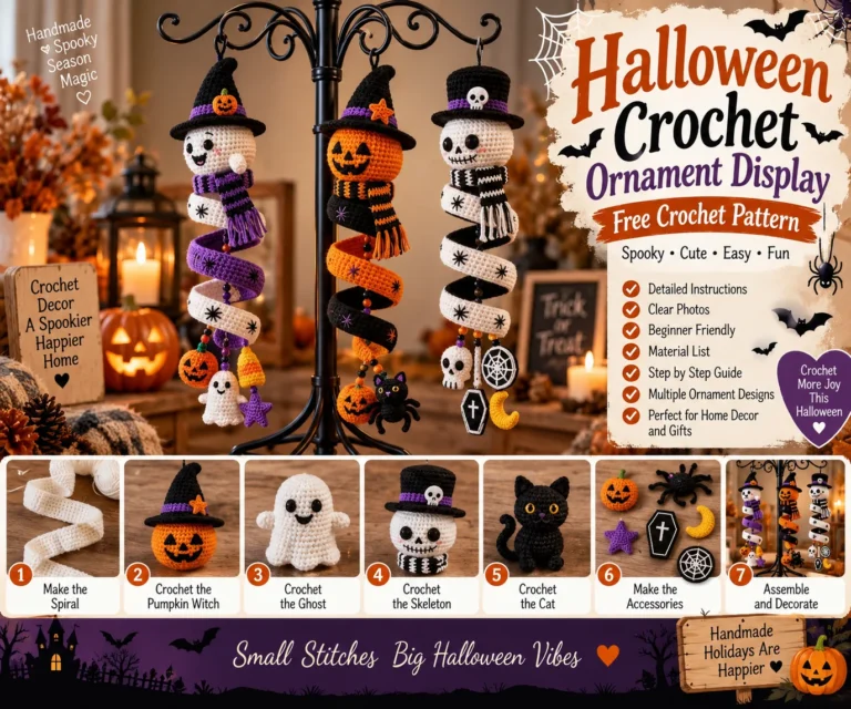 Halloween Crochet Ornament Display | Spooky Spiral Décor Pattern