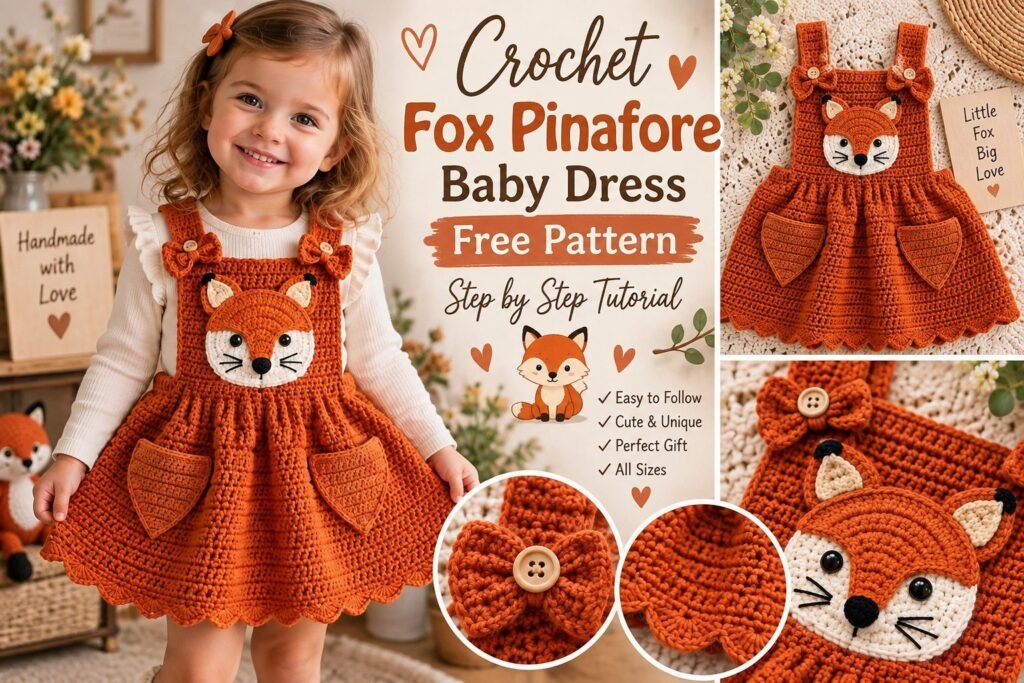 Fox Pinafore Baby Dress – Free Crochet Pattern