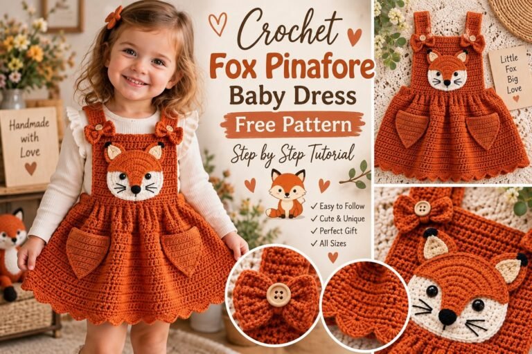 Fox Pinafore Baby Dress – Free Crochet Pattern