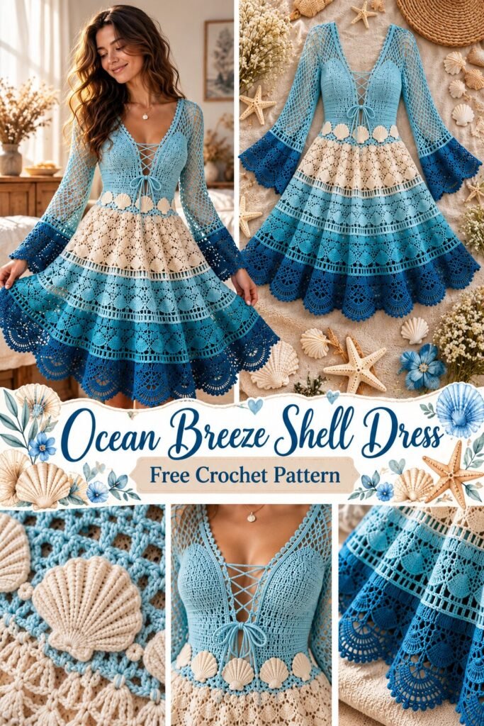 Blue Ocean Shell Dress Crochet Pattern