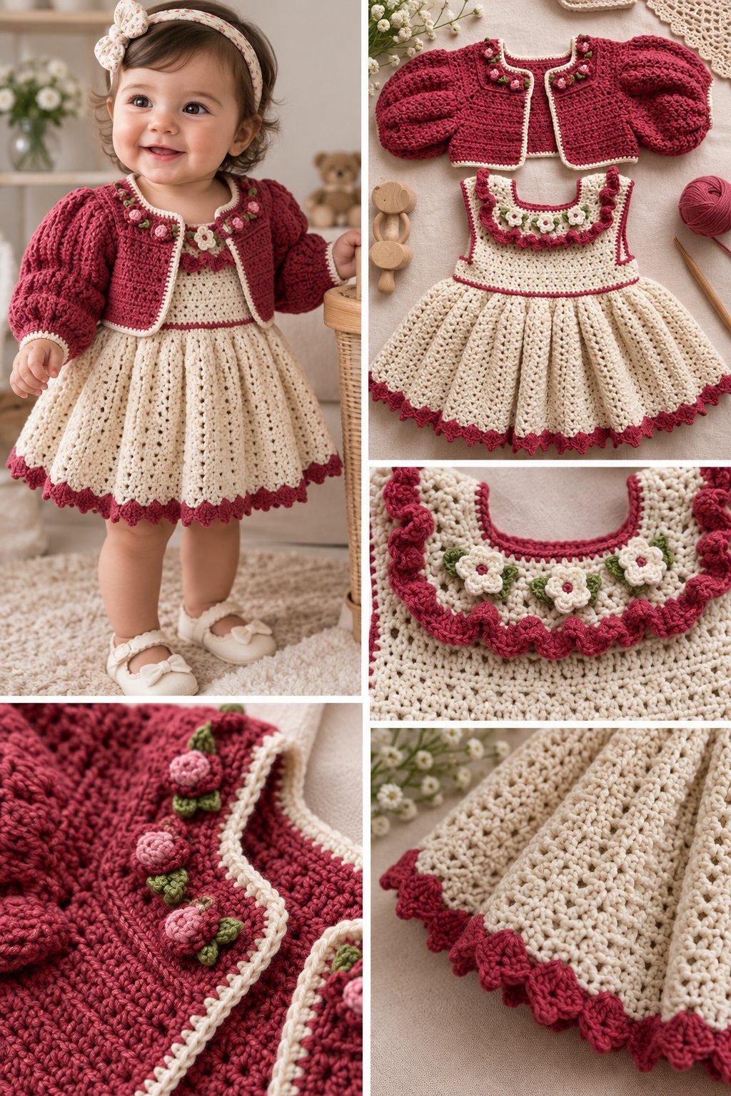 HANDMADE VINTAGE CROCHET BABY DRESS