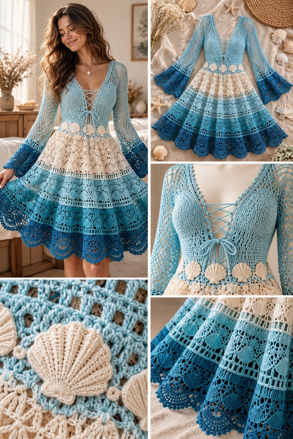 Blue Ocean Shell Dress Crochet Pattern