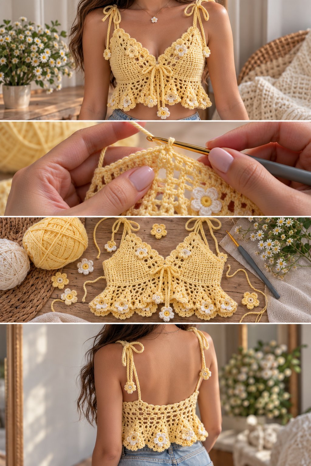 Butter Yellow Sunshine Fairy Top – Free Crochet Pattern