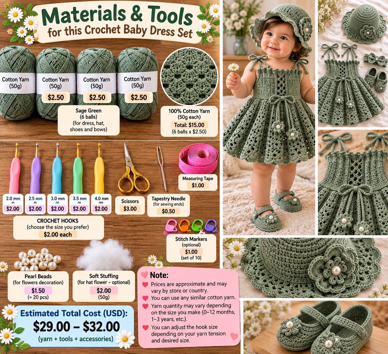 Crochet Baby Girl Dress Set with Hat & Shoes Guide