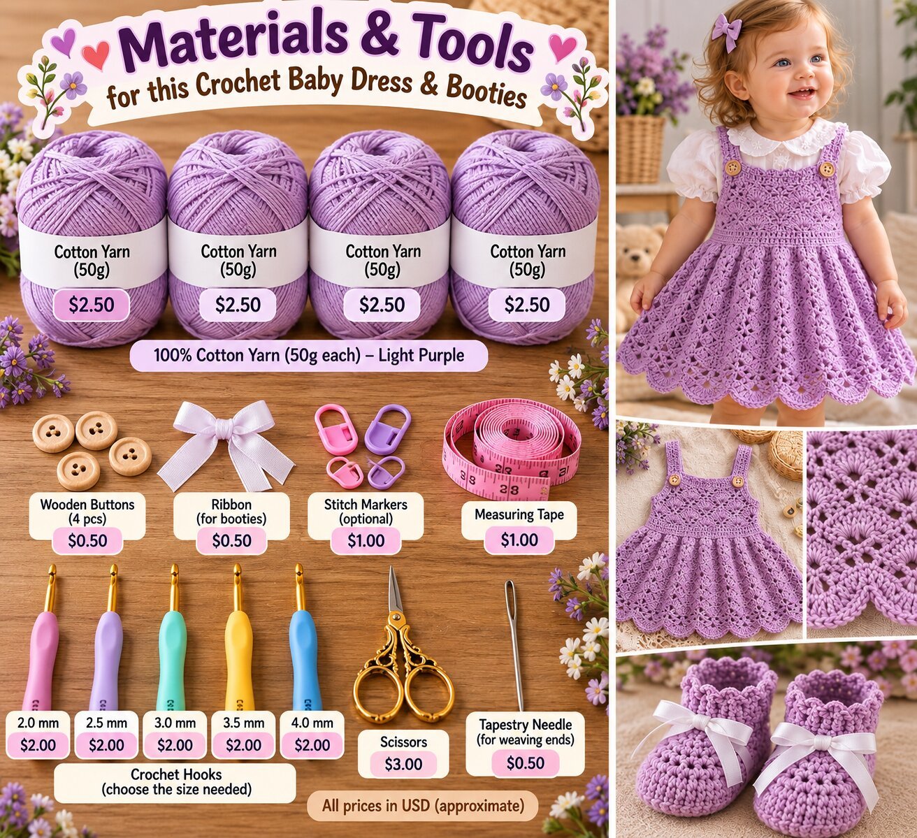 Lavender Lace Baby Pinafore Dress Free Crochet Pattern