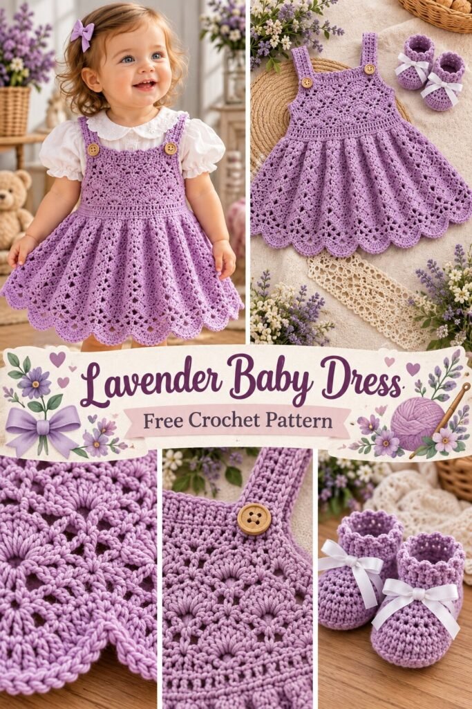 Lavender Lace Baby Pinafore Dress Free Crochet Pattern