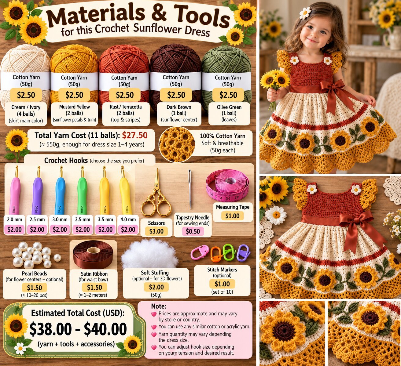 Terracotta Sunflower Dress Crochet Pattern