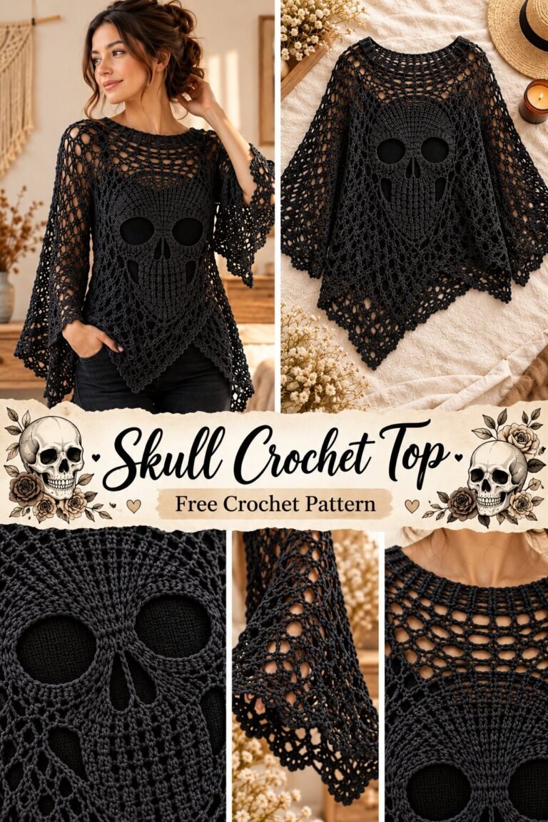 Handmade Skull Crochet Shawl