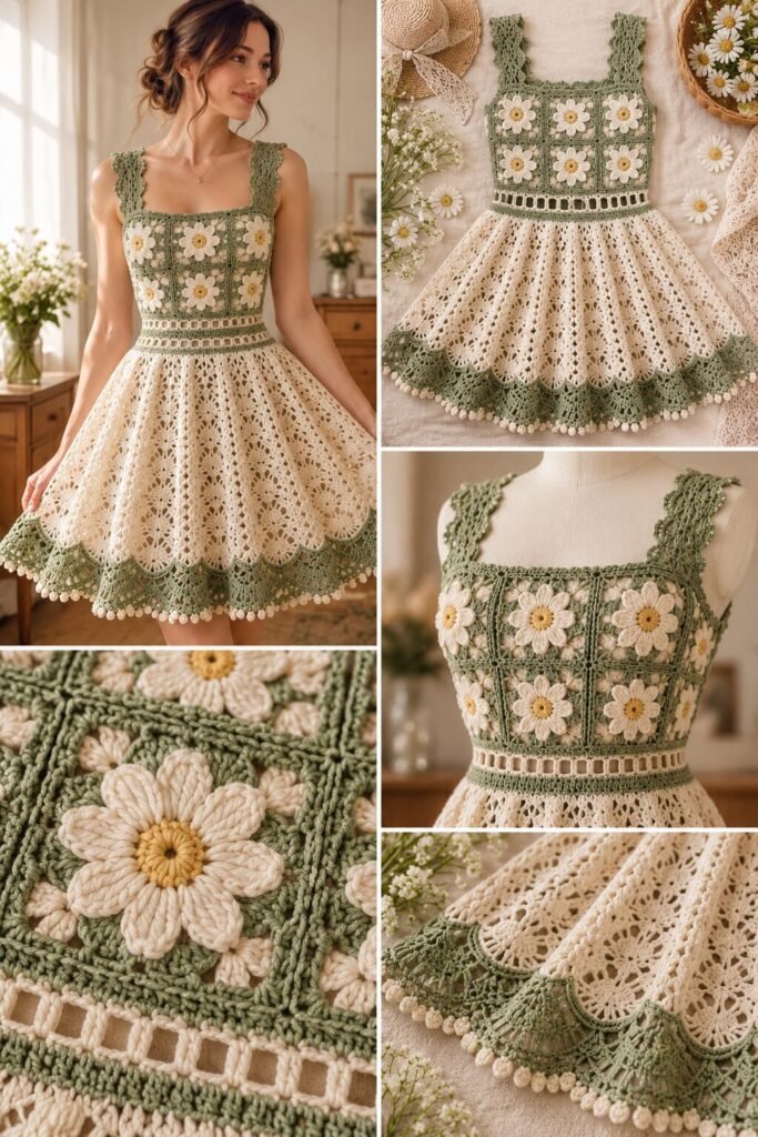 Sage Daisy Lace Dress Crochet Pattern