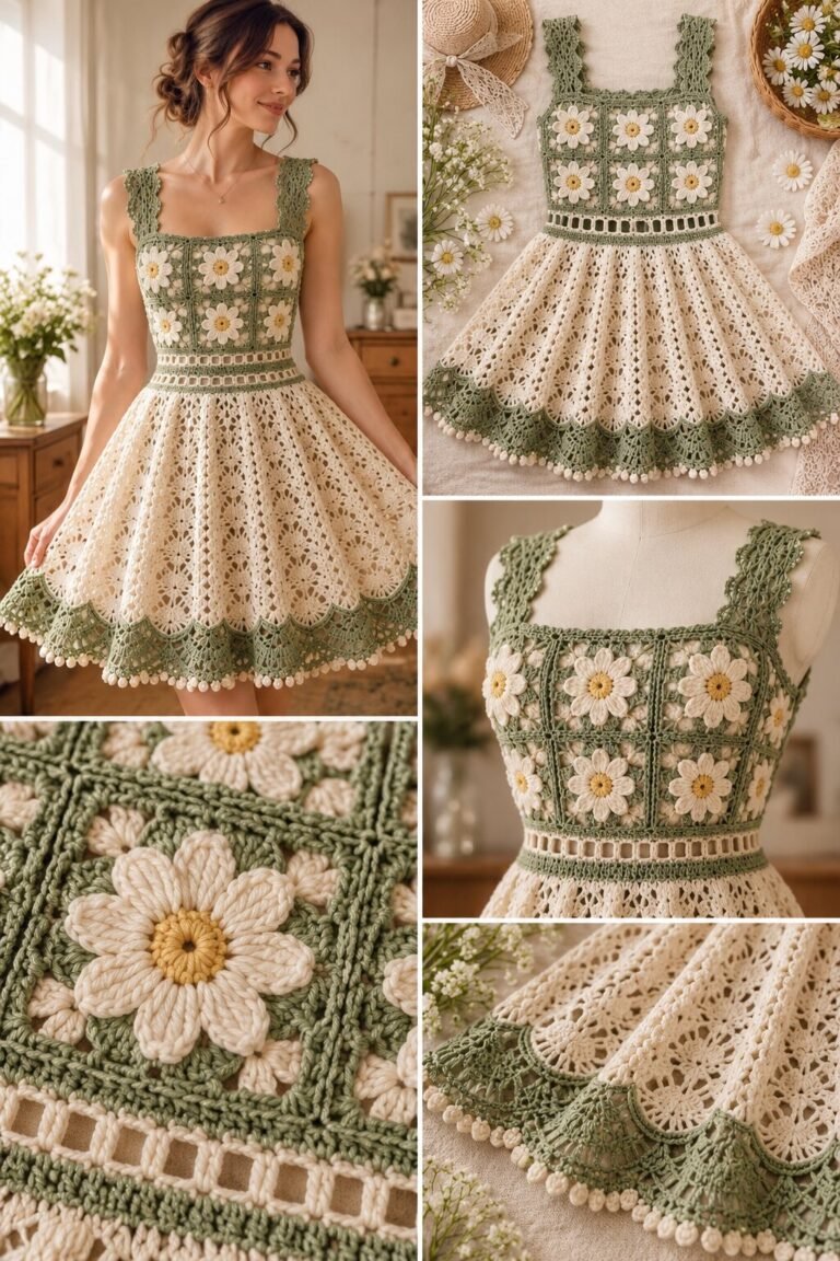 Sage Daisy Lace Dress Crochet Pattern