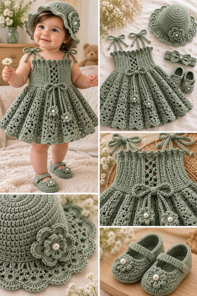 Crochet Baby Girl Dress Set with Hat & Shoes Guide