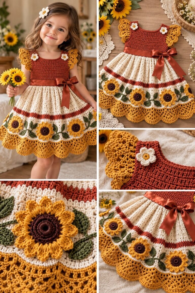 Terracotta Sunflower Dress Crochet Pattern